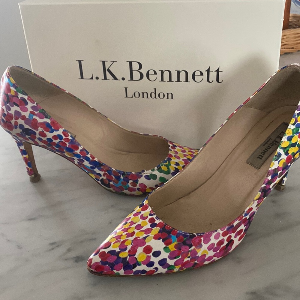 L.K. Bennett printed leather pumps.